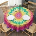 thumbnail image 3 of Colorful Rainbow Tie Dye Spiral Pattern Round Tablecloth 60"x60",Wrinkle Wipeable Table Cloth for Kitchen Dining Room Picnic Patio Party, 3 of 6