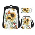 thumbnail image 1 of Disketp Sunflowers Leaves And Birds Mochila Estampada de Gran Capacidad con Lonchera y Estuche, Set de 3 Piezas para Estudiantes, 1 of 7