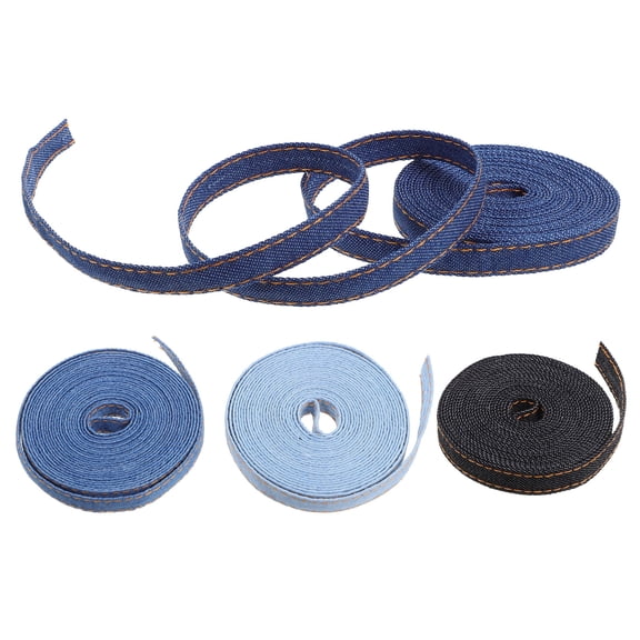 WRITWAA Denim Fabric Ribbon for Sewing and Crafting Assorted Color Durable Ribbon