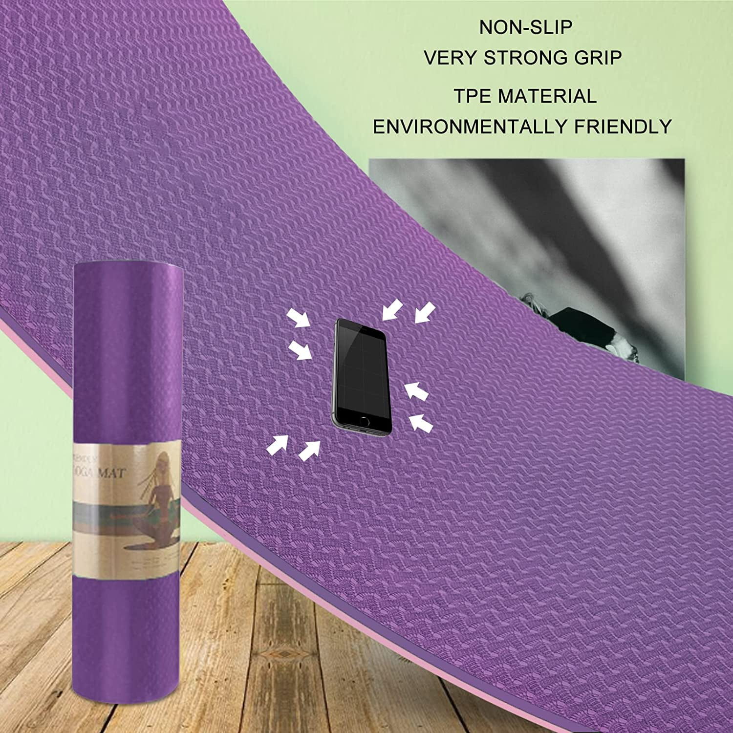 COCOBELA Eco Friendly Yoga Mat, 1/3 inch Extra Thick TPE Non Slip Exercise  Mats, 8mm 