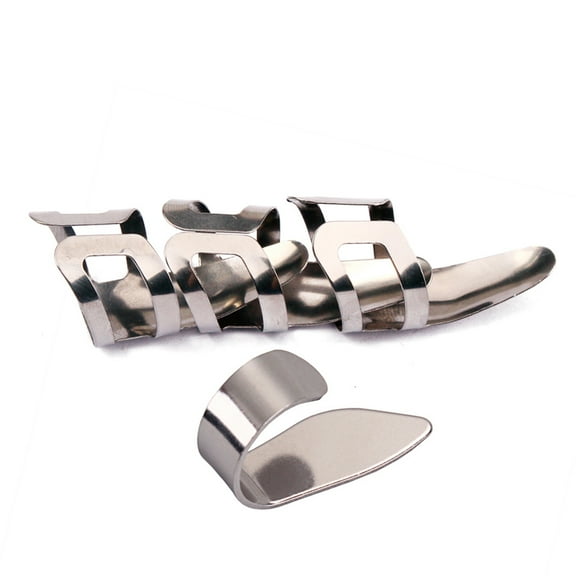 4pcs Stainless Steel Thumb and Finger Guitar Picks for Guitar Playing (Silver)