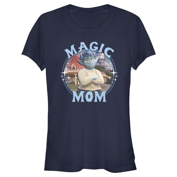 Junior's Onward Magic Mom  Graphic Tee Navy Blue Large