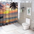 thumbnail image 7 of Orinice Sunset Palm Tree Boat Bathroom Decor Set with Hooks, Colorful Luxurious Shower Curtain Set 100% Polyester Fabric Washable Shower Curtain 69x72, 7 of 7