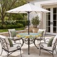 thumbnail image 2 of Round Outdoor Tablecloth with Umbrella Hole and Zipper, Sunflower Tablecloth with Elastic Waterproof, Summer Eucalyptus Botanical Floral Teal Wood Patio Table Covers for 36" - 44" Picnic Pool Tables, 2 of 9