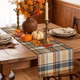 thumbnail image 5 of Blue Brown Checked Cotton Linen Rectangle Table Runners 13"x36", Beige Buffalo Plaid Farmhouse Coffee Table Runner Dresser Scarves Luxury Table Runners for Wedding Party Banquet Dinner Decor, 5 of 8