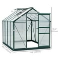 thumbnail image 3 of Outsunny 6' x 8' x 6.6' Aluminum Polycarbonate Walk-In Garden Greenhouse, 3 of 10