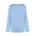thumbnail image 6 of HOMBOM Crew Neck T-Shirts for Women Long Sleeve Tunic Tops Trendy Light Blue Tops Polka Dot Womens, 6 of 7