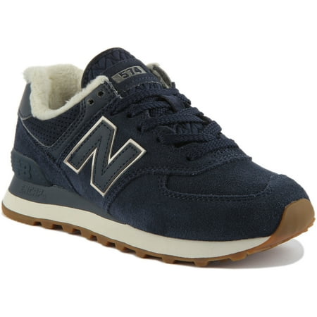 New Balance WL574LX2 Women's Low Top Lace Up Suede Leather Trainers In Navy Size 9