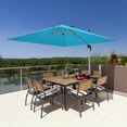 thumbnail image 3 of Gymax 10 Ft Square Offset Hanging Patio Umbrella 360 Degree Tilt Blue, 3 of 10