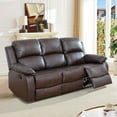 thumbnail image 3 of Gewnee Brown 3-Seater Reclining Sofa - Air Leather Upholstery with High-Elastic Sponge for Living Room & Office, 3 of 18