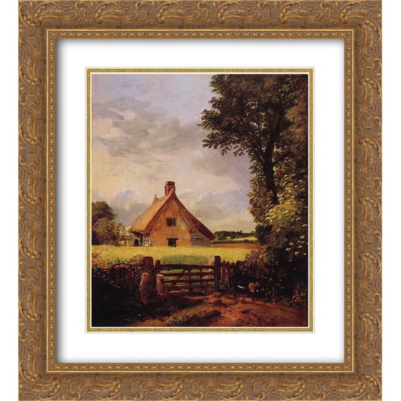 John Constable 2x Matted 20x24 Gold Ornate Framed Art Print 'A Cottage in a Cornfield'