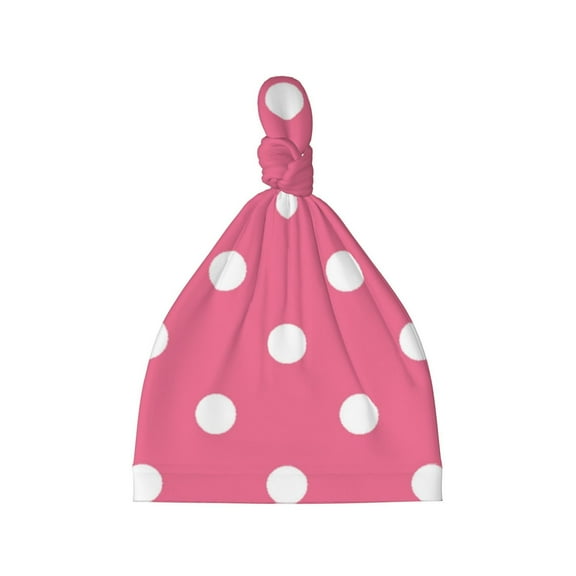 Xecao Dots On Rose Red Background Print Baby Beanie Hats - Super Soft Knotted Caps,Baby Newborn Hats Knot Beanie Hats for Infant