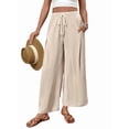 thumbnail image 3 of Women'S Wide Leg Palazzo Pants Dressy Casual Gaucho Pants Elastic Waist with Pockets Color XL, 3 of 9