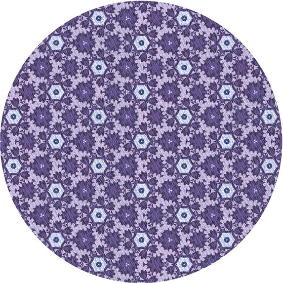 Ahgly Company Indoor Round Patterned Bright Lilac Purple Area Rugs, 4' Round