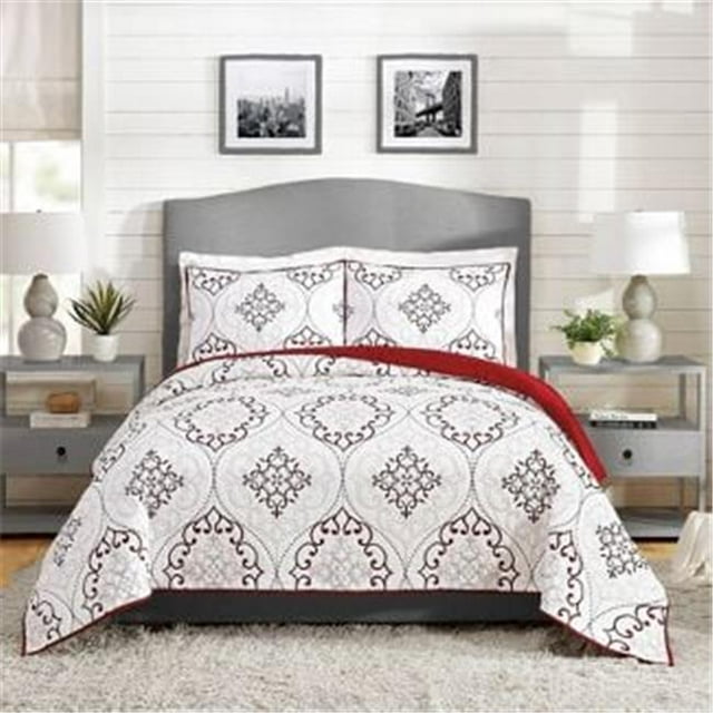 Modern Heirloom Collection A069019RDNDS Chambers Quilt Set, Red - Full & Queen Size - 3 Piece