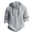 thumbnail image 5 of Mens Sweatshirt Under $10 Linen Shirts for Men Lightweight Button Up Long Sleeve Shirts with Hood Regular Fit Cotton Beach Shirt, 5 of 5