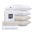 thumbnail image 1 of Sábanas 2 Juegos de Microfibra Suaves y Frescas, Real Textil (Blanco y Beige, Queen Size), 1 of 7