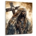 thumbnail image 2 of Designart "Jesus with Cross in Black I" Religious Landscape Metal Art Print, 2 of 5