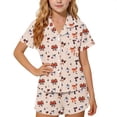 thumbnail image 2 of Mifsaly Big Girls 2 Piece Pajama Sets Halloween Pumpkin Graphic Short Sleeve Button Down Shirts and Shorts Kids Soft Comfortable Sleepwear Holiday Outfits, 2 of 7