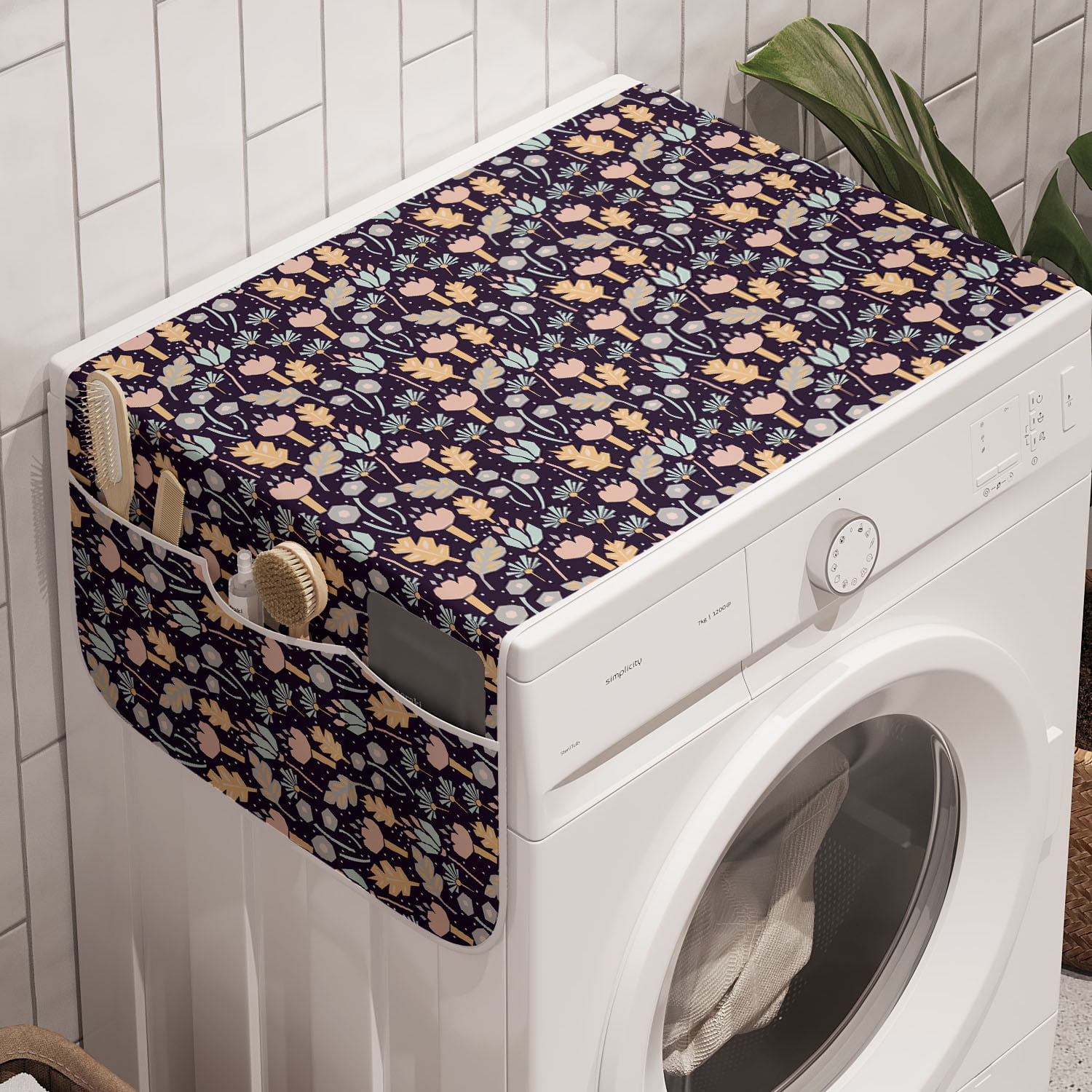 Ambesonne Flower Concept Washing Machine Cover Laundromat Decorative Accent 