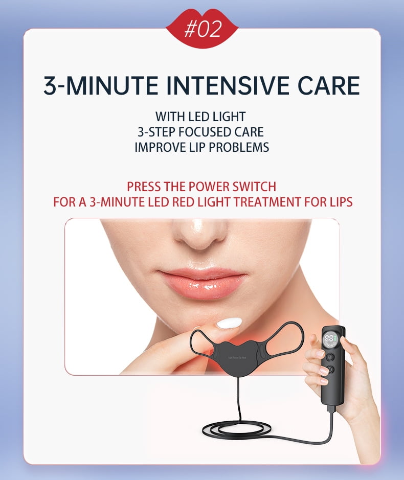 KABB Red Light Therapy Lip Plumper Device, 4 Modes LED Lip Light Therapy Mask with 63 Red Light Beads for Lip Rejuvenation
