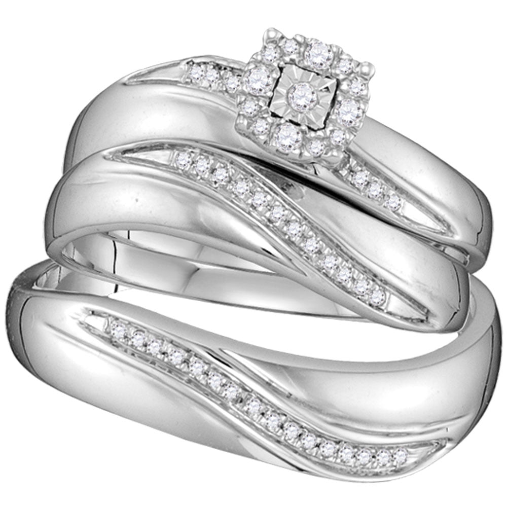 Sterling Silver His & Hers Round Diamond Solitaire