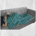 thumbnail image 6 of Teal Soft Flannel Fleece Blanket, Geometrical Shapes Triangles Squares Modern Abstract Art Different Shades of Blue, Cozy Plush for Indoor and Outdoor Use, 60" x 80", Turquoise Aqua, by Ambesonne, 6 of 6