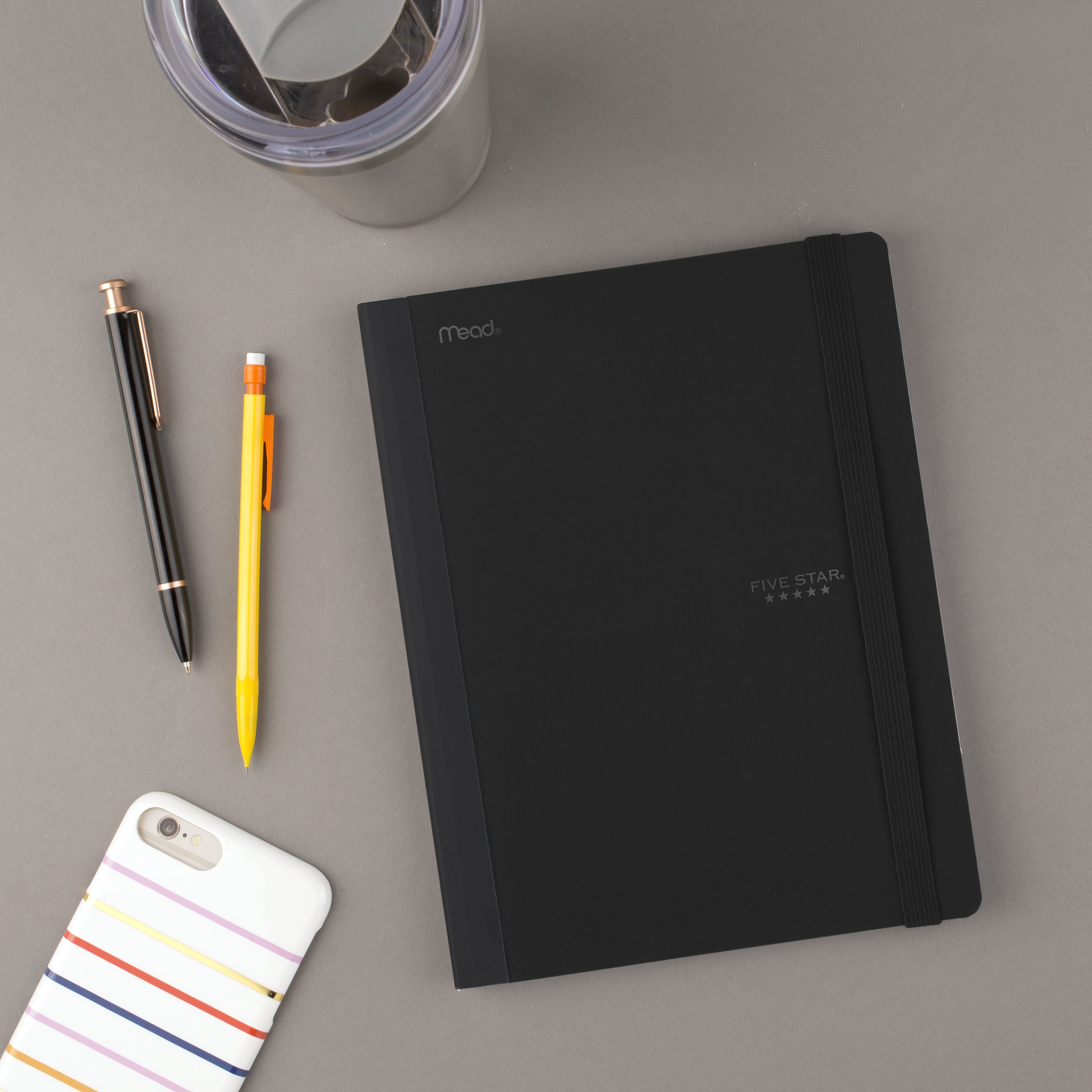Five Star Premium Composition Book, College Ruled, 100 Pages, 9 3/4" x 7 1/2", Black (61101AA2-WMT)