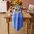 thumbnail image 5 of Table Runners 60 Inches Long, Blue Striped Cotton Linen Kitchen Dining Coffee Table Runner for Party Home Decor, Modern Abstract Art Wave Moire Gradient Tabletop Dresser Scarves Runner 13x60 Inch, 5 of 9