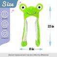 thumbnail image 2 of Sombrero de rana con orejas, que se mueve, salta y se levanta, de peluche, ideal para fiestas, cosplay, regalo divertido de Navidad, invierno y cumpleaños para niños y niñas, verde, 2, 2 of 5