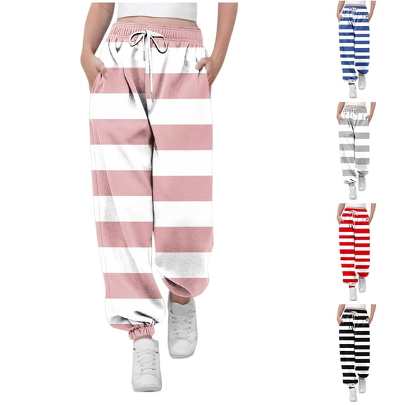 Spazoro Toddler Girls Boys Sweatpants, Elastic Waist Long Sleeve Color Block Drawstring Casual Jogger for Homewears Pink Size 7 T