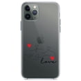 thumbnail image 1 of DistinctInk Clear Shockproof Hybrid Case for iPhone 11 Pro (5.8" Screen) - TPU Bumper Acrylic Back Tempered Glass Screen Protector - Love Heart Flourish Black & Red, 1 of 2