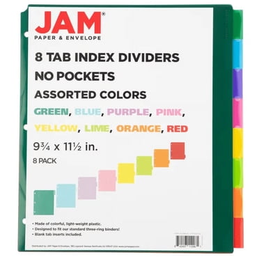 JAM Plastic Index 8, Tab Dividers, Multicolor, 1/Pack, 9.75 x 11.5