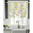 thumbnail image 5 of Yellow Blue Spring Floral Tie Up Curtains for Window, Thermal Insulated Balloon Shade Adjustable Rod Pocket Curtains Valance Panels for Kitchen Bathroom Cafe 52 x 45 Summer Botanical Farmhouse, 5 of 6