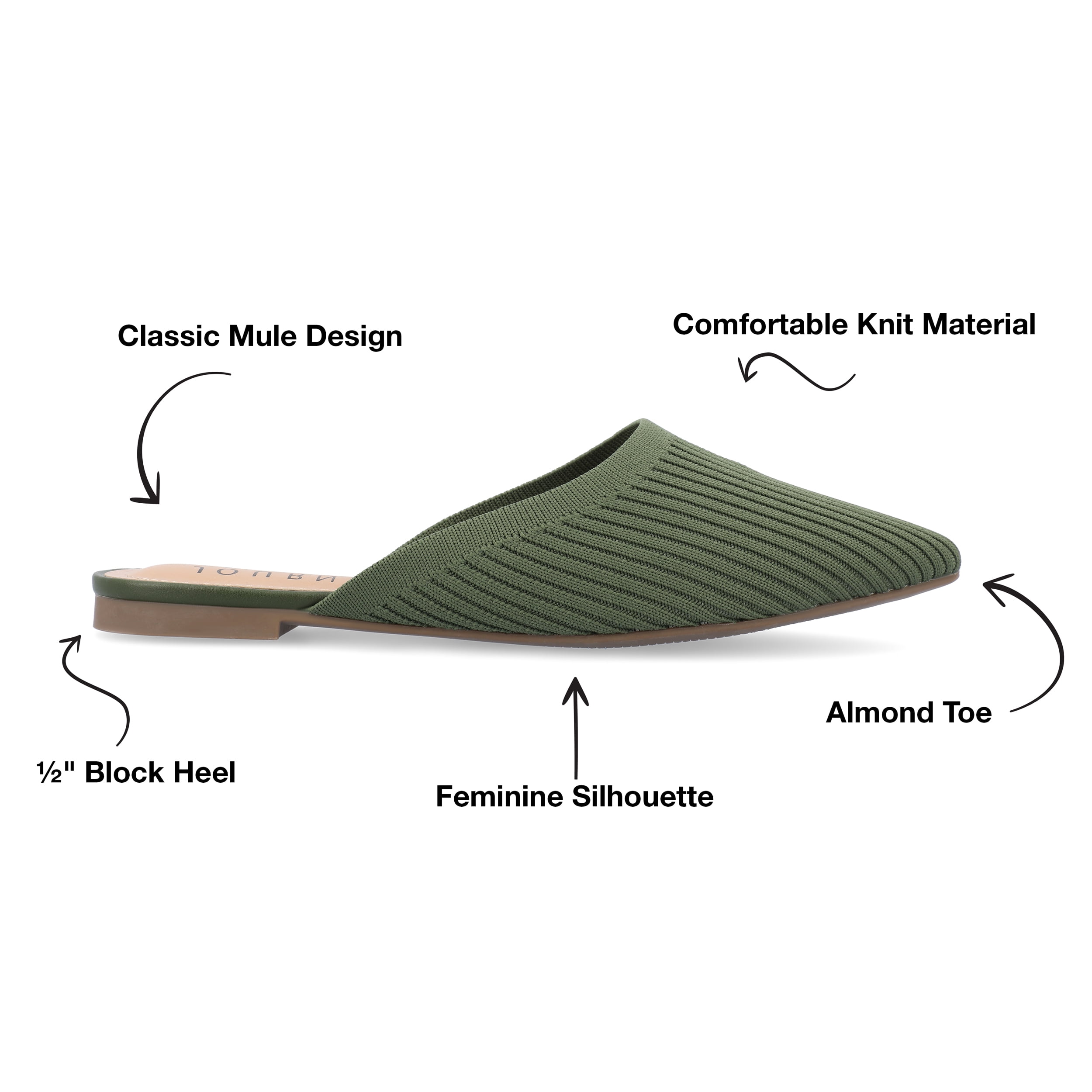 Journee Womens Aniee Slip On Almond Toe Mule Flats, Widths Available