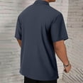 thumbnail image 4 of Men's Casual Short Sleeve Button Down Collar Shirt Solid Color Polyester Comfortable Daily Wear, 4 of 8