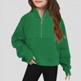thumbnail image 2 of TOWED22 Girls Half Zip Up Sweatshirt Long Sleeve Cropped Pullover Sweatshirt Fall Cute Clothes for Girls Fashion Winter Sweatshirts,E, 2 of 7