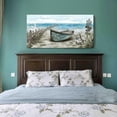 thumbnail image 3 of HFDF Wall Art for Living Room Large Beach Decor Picture Seagull Vintage Boat Ocean Sea Bird Canvas Print Seascape Nautical Painting Blue Teal Rustic Coastal Themed Cottage Décor 16x12inch Framed, 3 of 6