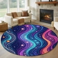thumbnail image 2 of Neon Style Round Living Room Rugs 5 ft, Abstract Boho Colorful Flowing Waves Washable Area Rug with Non-Slip Sturdy Edge Binding Round Carpet for Entryway Kitchen Bedroom Bathroom, 2 of 9