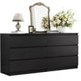 thumbnail image 3 of HoopieHome 6-Drawer Dresser Modern Minimalist Style Black Handle-Free Design Soft Close Drawers 59 Inch, 3 of 6