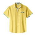 thumbnail image 5 of Huresd Mens Short Sleeve Guayabera Shirts Button Down Solid Color Mexican Embroidered Cuban Wedding Shirt Summer Top Yellow 4XL, 5 of 5