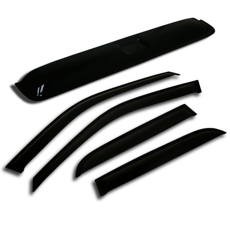 Volvo S70 Set - TuningPros WSVT2-750 Window Visor and Sunroof Type 2 For 1998-2000 Volvo S70 - Outside Mount Deflector Rain Guard and Sunroof Dark Smoke 5 Pcs Set Volvo S70 98 99 00