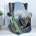 thumbnail image 4 of New York Soft Flannel Fleece Throw Blanket, Liberty in NYC Harbor Urban City Print Famous Cultural Landmark Picture, Cozy Plush for Indoor and Outdoor Use, 60" x 80", Mint Blue, by Ambesonne, 4 of 5