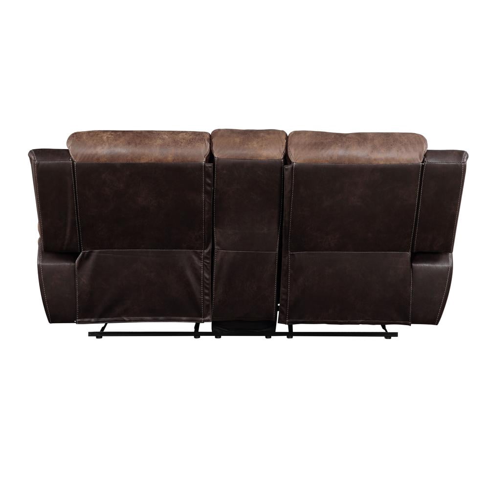 Acme Furniture Jaylen Motion Loveseat w/Console Toffee & Espresso Polished Microfiber