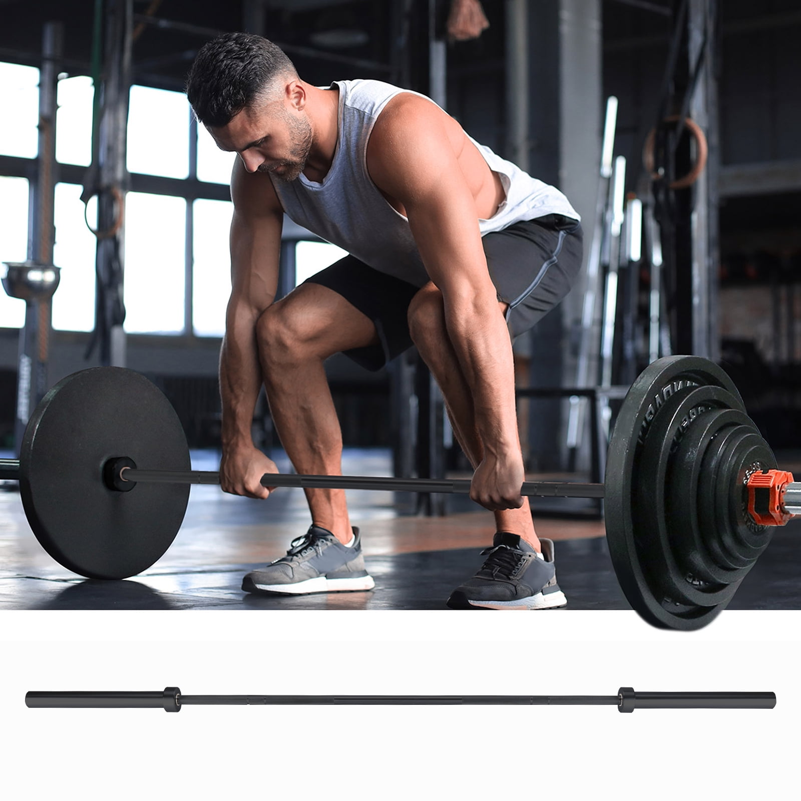 TEQIN Olympics Barbell,Strength Training Bars,1500lb 2-Inch Weight Bar For Bench Press, 7ft Olympics Power Bar 45 Lb,Knurled Grip,Strength Training Weightlifting Squat