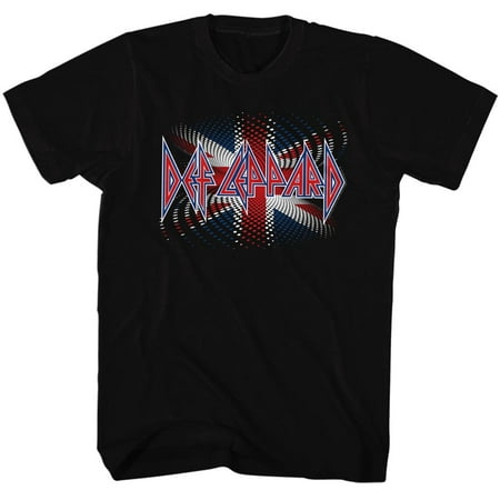 Def Leppard 80s Heavy Hair Metal Band Rock n Roll British Flag Adult T-Shirt (Best 80s Rock Bands)