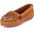 thumbnail image 2 of Minnetonka Children's Thunderbird Animikii Suede Beaded Moccasins, Brown 7 Little Kid, 2 of 4