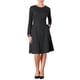 thumbnail image 1 of Vestido midi de manga larga con cremallera en el cuello A-Line a rayas para mujer Inspire Chic 2XL negro, 1 of 5