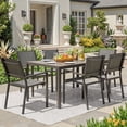 thumbnail image 6 of Homall 7-Piece Outdoor Dining Set, 6 Textilene fabric Patio Armchairs & Rectangular Dining Table with Metal Frame, Brown, 6 of 7
