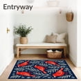 thumbnail image 3 of ODIKA 4'x6' Machine Washable Non-Slip Area Rug, Frosty Meadow Songbird Joyful Celebration Platform High Traffic Rug with Pad, Red, 631480, 3 of 8